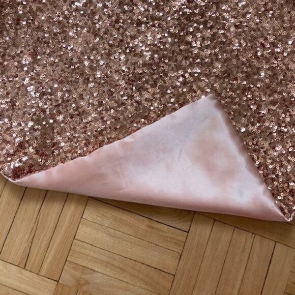 Pink Satin & Sequin Throw Pillow Cases Set of 2 Covers - Picture 3 of 4